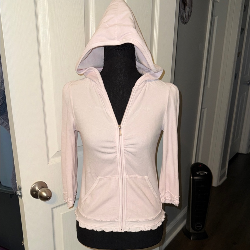 🖤JUICY COUTURE Y2K PALE PINK 3/4 SLEEVE CROP JACKET SIZE S🖤